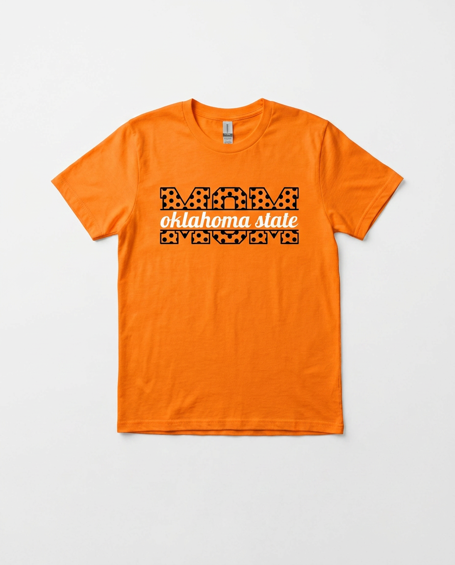 Cowboys Mom Polka Dot Tee — Oklahoma State spirit shirt